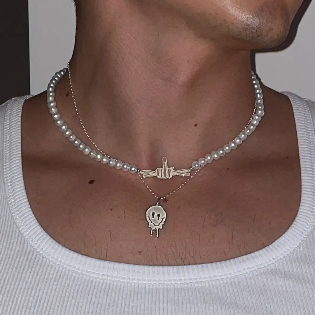Barbed İnci Kolye - Silver